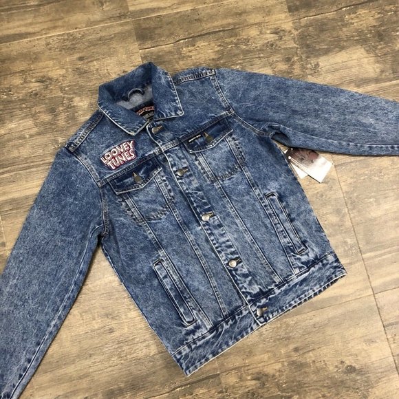 NWT Members Only x Looney Tunes Denim Trucker Jacket Men’s Small Taz Bugs Bunny‎